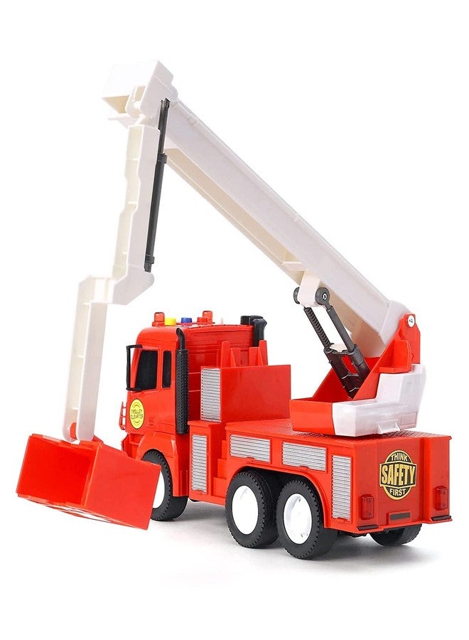 Grofler Unbreakable Friction Power Fire Rescue Truck Toy Pull Back Vehicles Engineering Toys Truck with Light & Sound for Kids Boys Girls. (Rescue Trolley Elevator) (Multicolor) - Image 5